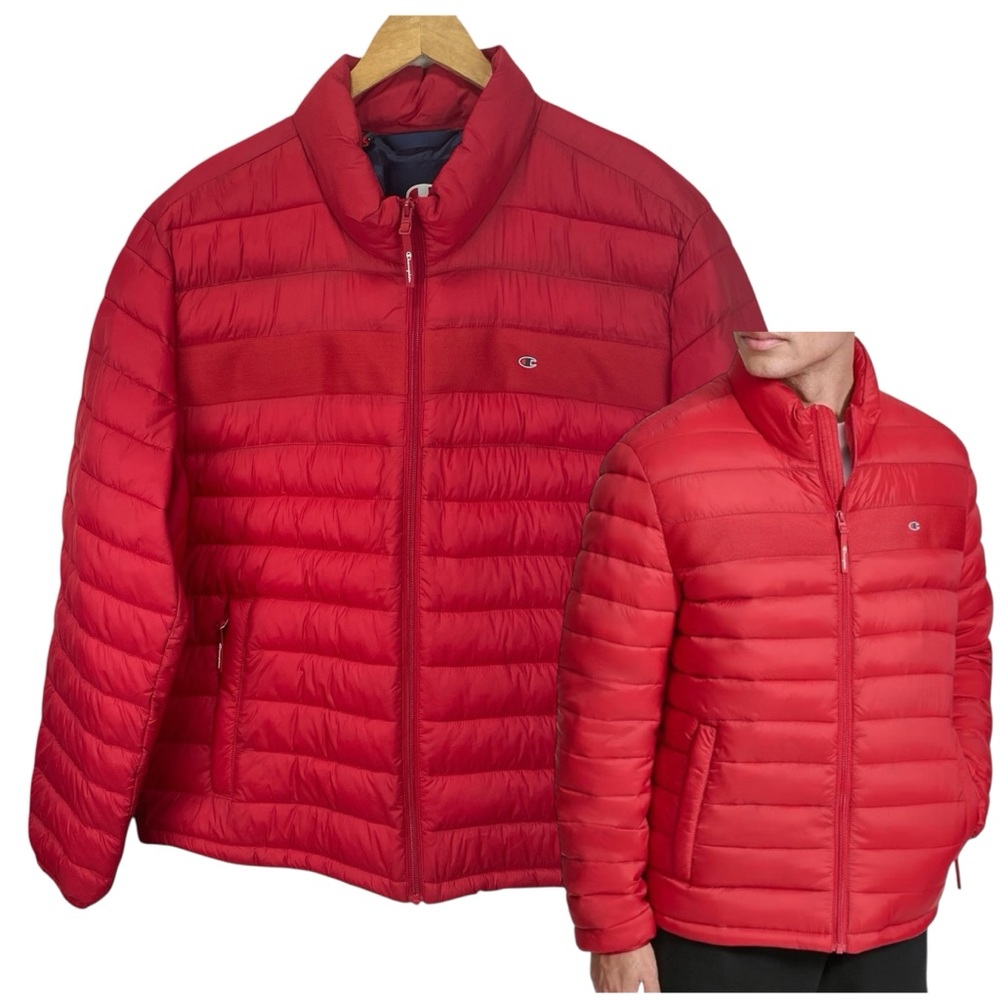 Champion Mens Lightweight Packable Red Puffer Jacket Size XL NWT